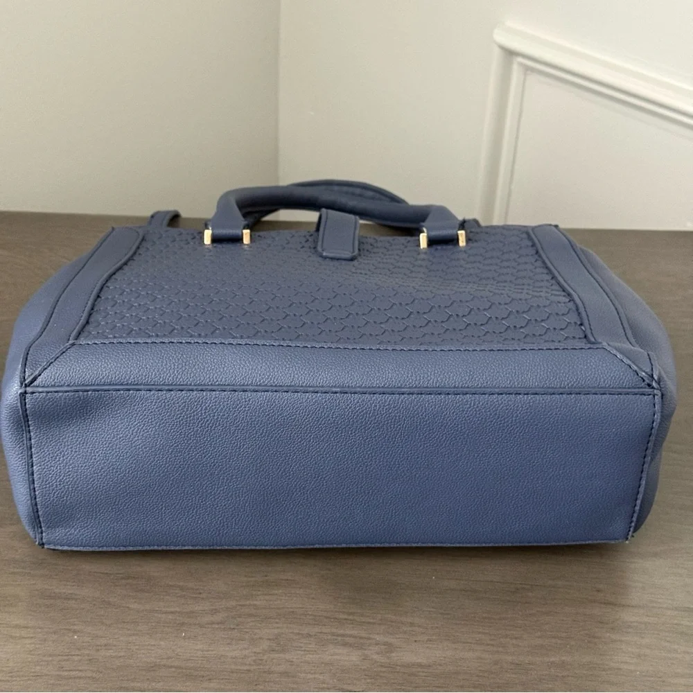Anne Klein Midnight Blue Embossed Logo Handbag